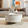 thumbnail image 2 of Noble House 31.5'' Accent Round Coffee Table,2 large Drawers Storage,Off White, 2 of 9