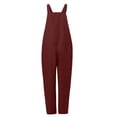 thumbnail image 4 of jsaierl Salopette en Lin pour Femmes Combinaison Décontractée Solide Confortable Pantalon Grand avec Poches, 4 of 8