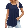 thumbnail image 2 of FAIWAD Tunique d'Été pour Femme à Manches Courtes, Col Rond, T-Shirt Décontracté Plissé, Ample et Fluide, 2 of 5