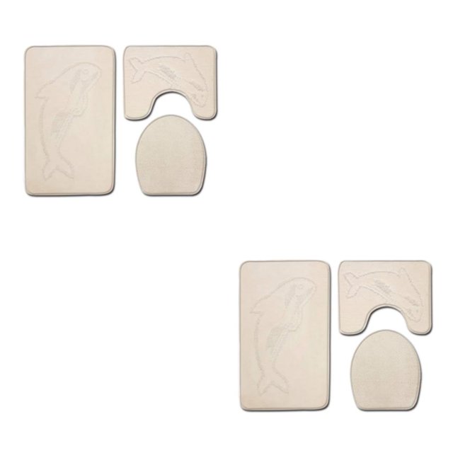 Decodeary 3pcs/set Absorbent Bath Rug Set Bathroom Dry And Fresh Easy To Install Anti-slip Polyester Non-Slip Chenille Bath Rug PJ210611-B001 2Set