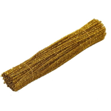 YUEHAO 100 Pcs Cure-Pipes Dorés Fournitures d'Artisanat Tiges en Chenille Flexibles pour Projet d'Artisanat DIY et Décoration (6 mm x 12 Pouces)