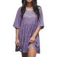 thumbnail image 1 of Robe Femme Épaules Dénudées Robe Formelle Dames Paillettes Sequins Col Rond Manches Courtes Grande Ampleur Robe Mignonne Vêtements Femme Adulte Violet Taille TG, 1 of 6
