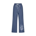 thumbnail image 4 of Simua Capris en Lin pour Femmes Taille Élastique Été Pantalon Ample à Jambe Grand, 4 of 4