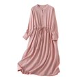 thumbnail image 2 of Gspmoly Robes d'Été pour Femmes, Robe Longue à Manches Longues à Col Rond en Mousseline et Maille Unie pour Femmes, Robes d'Été pour Femmes Économies, 2 of 8