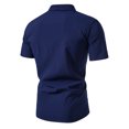 thumbnail image 3 of Birdeem Chemises pour Hommes Mode Décontractée Imprimé Col Rond Bouton Manches Courtes Chemise Blouse, 3 of 9