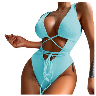 adviicd Swimming Suits for Women Women's Athletic Boyleg Swimsuit Racerback Color Block Print Unitard One Piece Swimwear Blue,M