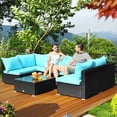 thumbnail image 3 of Costway 7PCS Patio Wicker Sofa Set Sectional Conversation Furniture Set Garden Navy Blue, 3 of 10