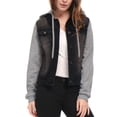 thumbnail image 2 of INSPIRE CHIC Veste en Denim à Capuche à Cordon Superposée pour Femmes avec Poches, 2 of 5