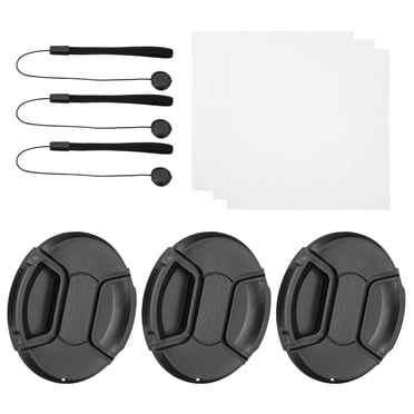 Unique Bargains 82mm Lens Cap Set, 3Pack Sides Pinch Snap Camera Lens Cover, Black