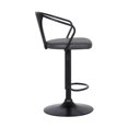 thumbnail image 3 of Armen Living Eagle Tabouret de Bar Moderne Réglable en Similicuir Gris et Noir, 3 of 5
