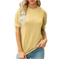 thumbnail image 1 of Timegard Hauts pour Femmes, Oeillets, Col Rond, Manches Courtes Bouffantes, Boutonné, Confortable, Couleur Unie, Tunique Décontractée, 1 of 8