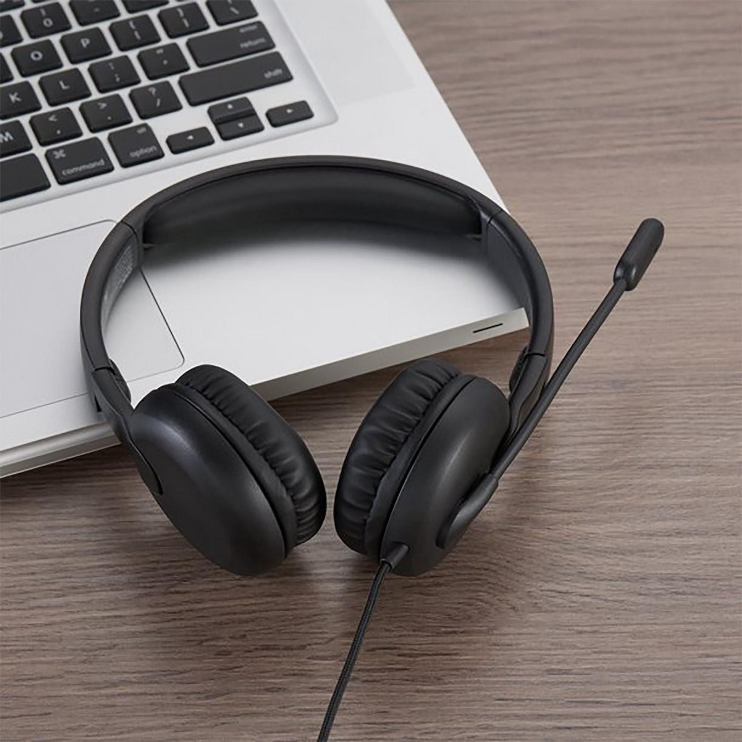 Écouteurs stéréo serre-tête USB avec micro sur tige rotatif onn