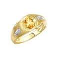 thumbnail image 2 of RYLOS Men's Rings Yellow Gold Plated Silver Rings Classic Designer Style 8X6MM Gemstone & Diamond Ring Citrine November Birthstone Rings For Men Size 10, 2 of 6
