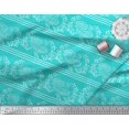 thumbnail image 2 of Soimoi Rayon Fabric Stripe,Leaves & Hen Block Printed Fabric 1 Yard 42 Inch Wide, 2 of 3