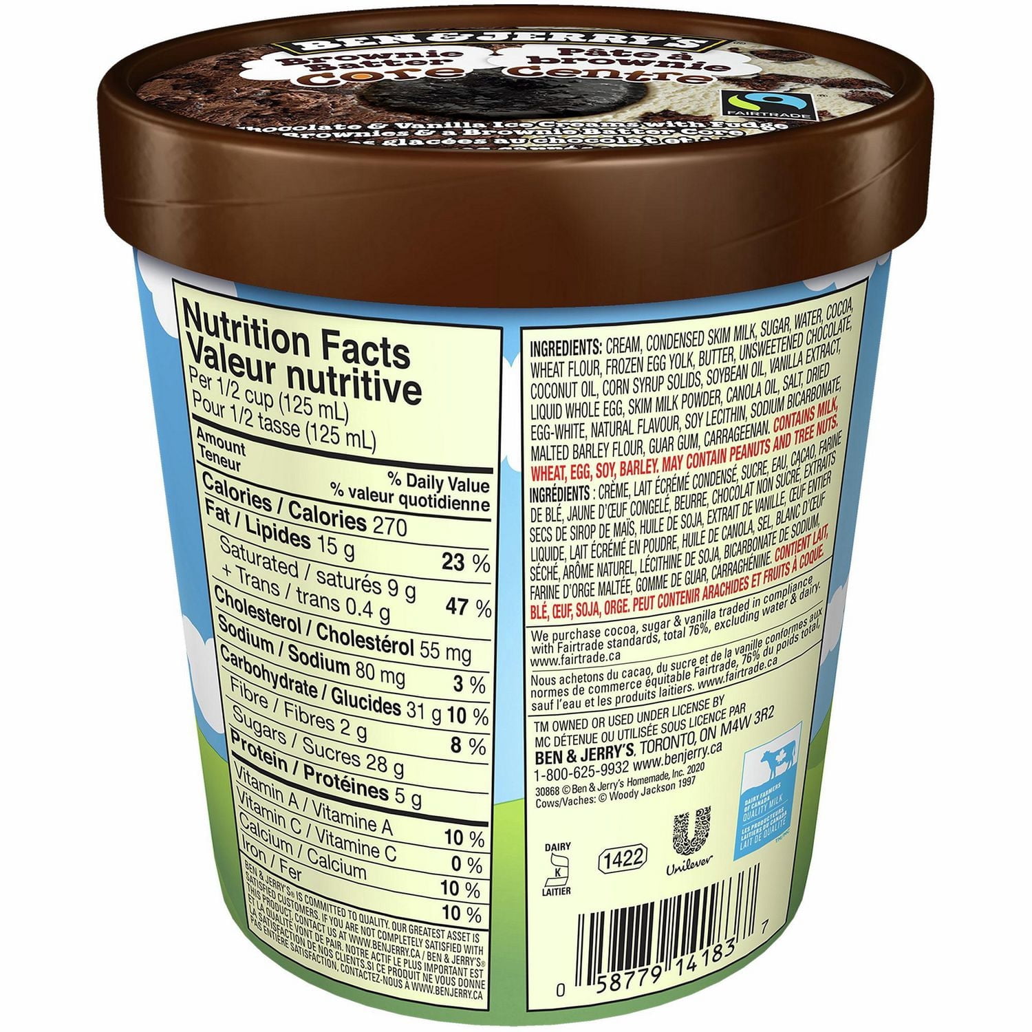 Ben & Jerry's Crème Glacée Centre de Pâte à Brownie 473 ml