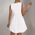 thumbnail image 3 of Abcnature Robe Mini Sans Manches à Col Rond pour Femmes, Couleur Unie, Ourlet Bouffant, Ligne A, Robe Décontractée d'Été pour Fête avec Poche pour Dames, 3 of 6