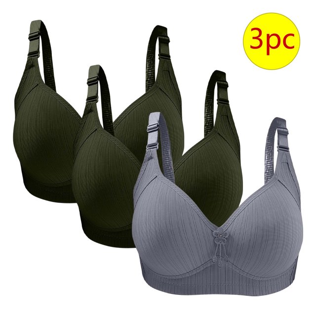 Bras for Women, 3PC Womans Large Size Solid Color Without Steel Ring Gathering Comfortable Bras Daily Bra