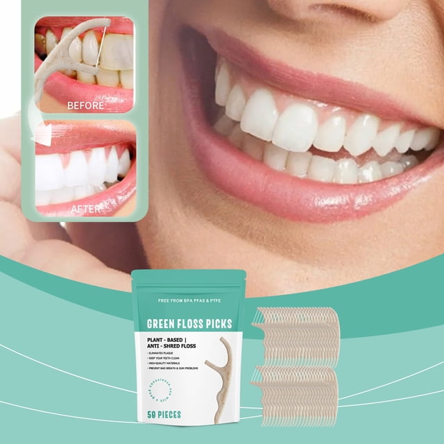 Deep Cleaning Picks Effectively Plaque Between Teeth Gentle Safe For Gums Biodegradable Vegan Design 50PCS