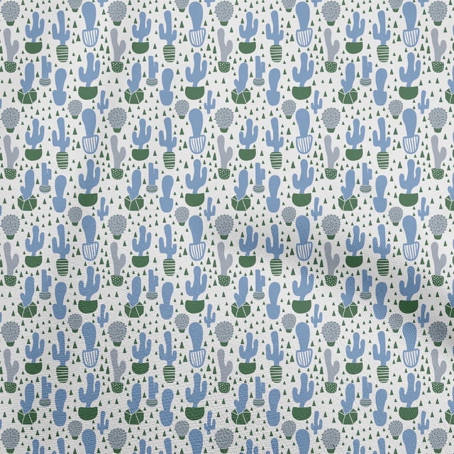 oneOone Rayon Grayish Blue Fabric Cactus Craft Projects Decor Fabric Printed By The Yard 56 Inch Wide