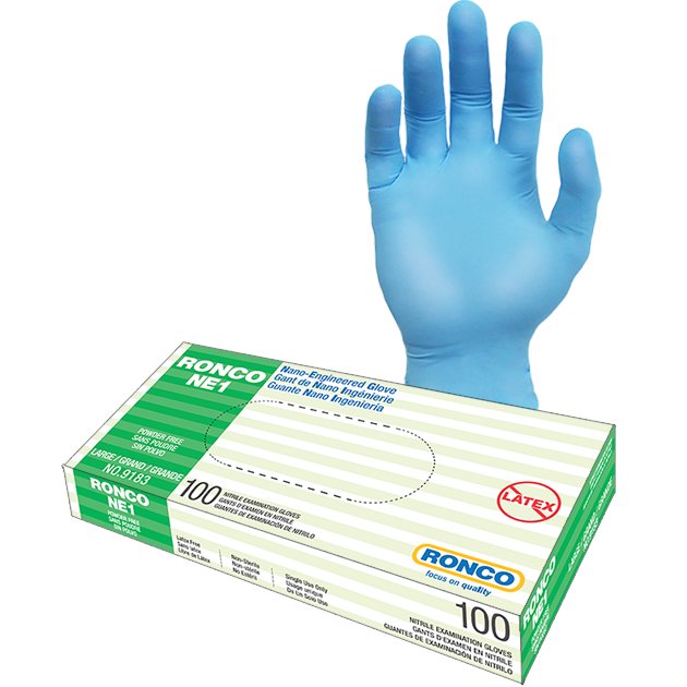 RONCO NE1, Sky Blue Nitrile Examination Glove - 3 mil (1,000 gloves / case)