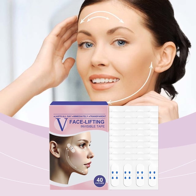 Herunwer V-Face Lifting Invisible Adhesive Tape,V-Face Lift Tape With Bands,Neck Tape,Instant Face Lift