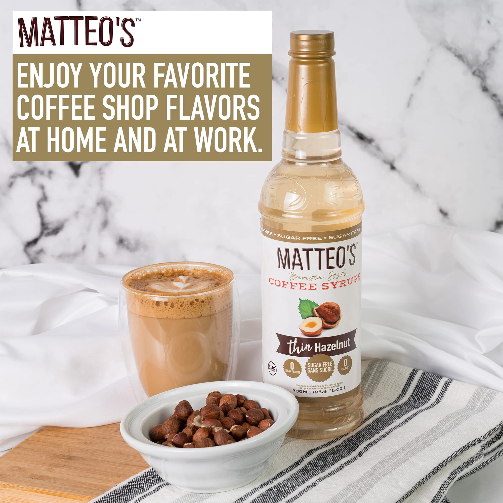Matteo's Sirop Aromatisant pour Café Sans Sucre, Caramel Salé