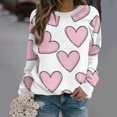 thumbnail image 2 of VALMASS Chandails en Molleton de la Saint-Valentin pour Femmes Manches Longues Col Rond Décontracté Mode Ample Blouses (2TG, Blanc-E), 2 of 4