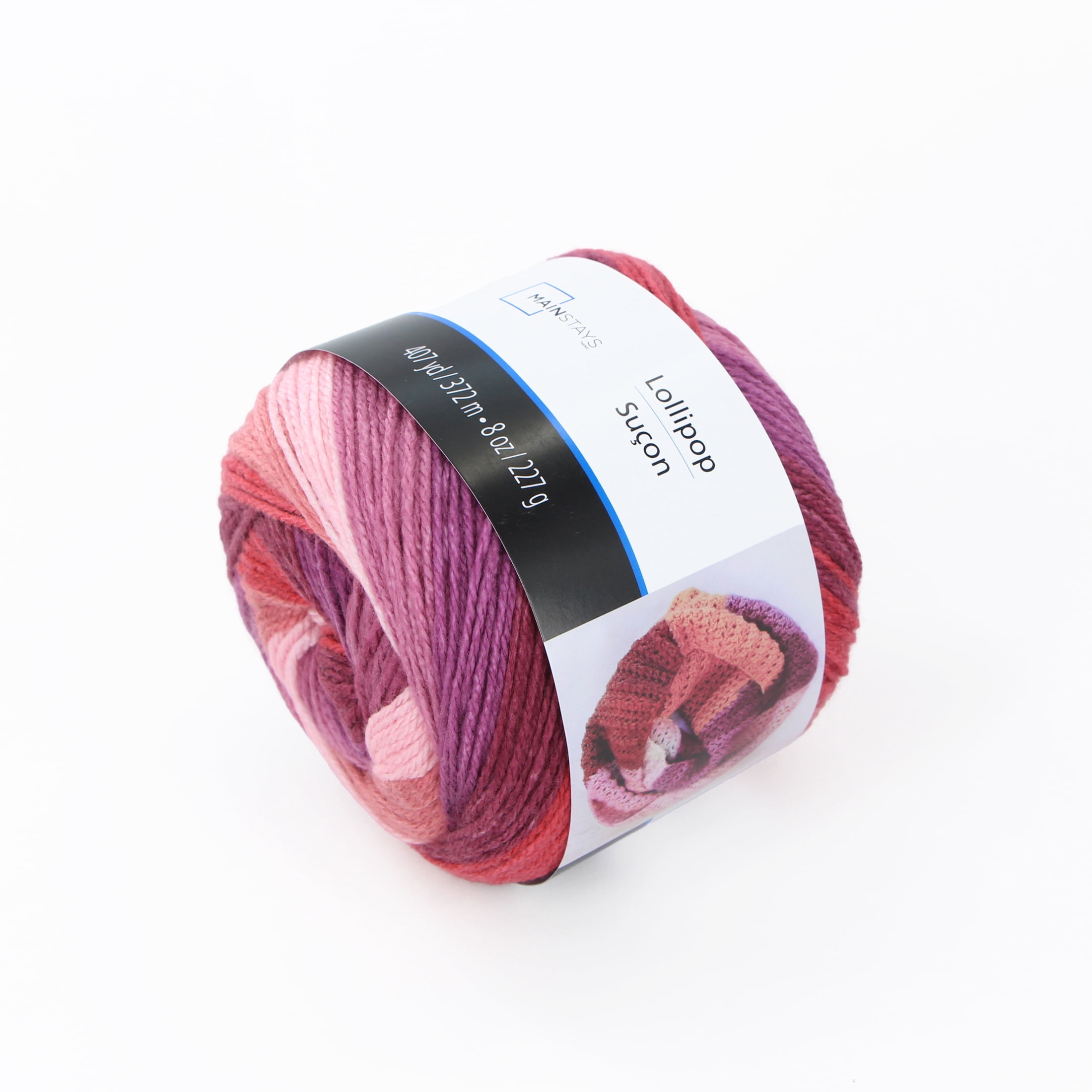 MAINSTAYS Lollipop laine - rouge Variegated, #4 Medium acrylique, 227 g (8 oz)/372 m (406.8 yd)