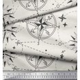 thumbnail image 3 of Soimoi White polyester Crepe Fabric Direction Compass Nautical Print Sewing Fabric Yard 52 Inch Wide, 3 of 5