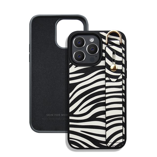 Mobile Phone Case Compatible For12 13 14 Series Leather Case With Wrist Strap Holder Kickstand Shockproof Cover