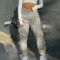 thumbnail image 1 of RKSTN Womns Pants Street Style Fashion Design Sense Multi Pocket Overalls Drawstring Elastic Low Waist Sports Pants Lightweight Soft Workout Pants, 1 of 5