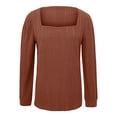 thumbnail image 4 of Meichang Puff Long Sleeve Shirts for Women Plus Size Square Neck Ribbed Knit Tops Solid Loose Fit Side Slit Hem Blouses Spring Trendy Women Tunic Tops, 4 of 6