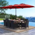 thumbnail image 2 of Costway 11 PCS Patio Wicker Dining Set with Double-Sided Outdoor Umbrella 8 Stackable Chairs, 2 of 9