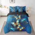 thumbnail image 2 of YST Butterfly 7-Piece Comforter Set, Chic Animal Bedding, Blue and Gold, Floral Patterns, Full, 2 of 4