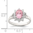 thumbnail image 2 of 925 Sterling Silver Pink Oval Cubic Zirconia Cluster Ring, 2 of 2