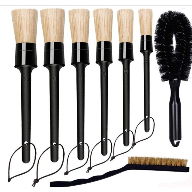 8-Pack Car Detail Wash Care Brush Tool Set for Cleaning Car Engine Wheels Tires -
