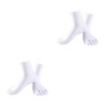 thumbnail image 2 of relayinert Soft Five Toe Socks Stretchable Cotton High Crew Socks Athletic Solid Socks White 2Set, 2 of 6
