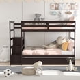 thumbnail image 4 of Costway Twin Over Twin Bunk Bed with Trundle Stairway and Storage Shelf Drawer Espresso, 4 of 9