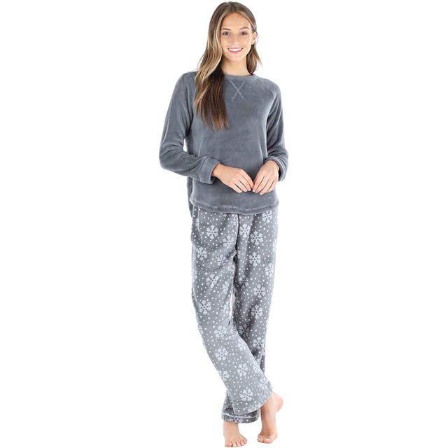 Ensemble de Pyjama en Molleton à Manches Longues pour Femmes
