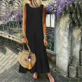 thumbnail image 2 of Women Summer Solid Color Round Neck Sleeveless Cotton Casual Maxi Dress, 2 of 2