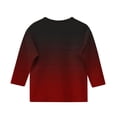 thumbnail image 4 of 2025 T-Shirts Décontractés à Manches 3/4 pour Filles, Col Rond, Hauts d'Été, Blouses d'Automne, Pull-Over, Bordeaux, 4 of 6
