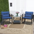 thumbnail image 2 of Costway 3PCS Patio Rattan Furniture Set Rocking Chairs Cushioned Sofa Navy, 2 of 9