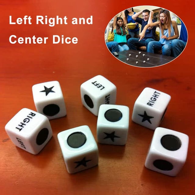 LEEYNEER 16pcs Left Right Center Dice Game Set Left Right Center Dice Classic