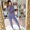 thumbnail image 4 of PVCS Womens Solid Color Off Shoulder Long Sleeve Cable Knitted Warm Two-Piece Long Pants Sweater Suit Set, 4 of 6