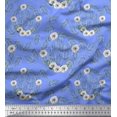 thumbnail image 1 of Soimoi Blue Poly Georgette Fabric Anemone & Leaves Print Sewing Fabric Yard 42 Inch Wide, 1 of 3