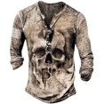 thumbnail image 1 of ORUYROP T-Shirt Rétro Cool à Motif Crâne Manches Longues pour Hommes, Mode (B,m) Moyen, 1 of 5