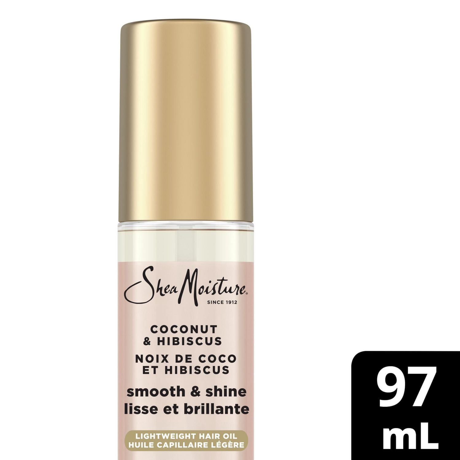 SheaMoisture Huile Capillaire Légère Lisse et Brillante Noix de Coco et Hibiscus, 97 ml