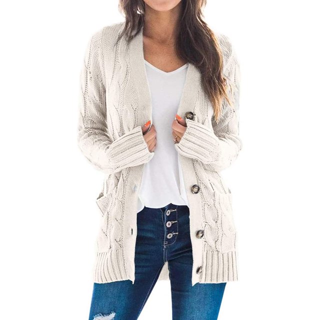 CPOKRTWSO Cardigan Tricoté Surdimensionné à Manches Longues Ouvert pour Femmes