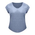 thumbnail image 4 of CEHVOM T-Shirt Blouse Décontracté pour Femme à Col Rond, Ample, Doux, à Manches Courtes Style Cap, Couleur Unie, 4 of 5
