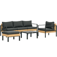 thumbnail image 1 of Outsunny Outdoor Wicker Conversation Set with Sofa, Chair, Stool, Table, 1 of 10